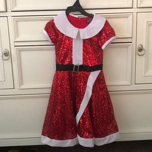Girls Red Sequin Santa dress